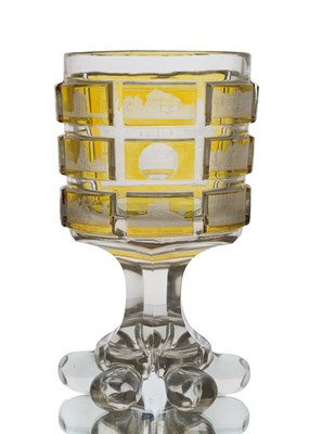 Lot 706 - A large Bohemian cased and engraved glass spa...