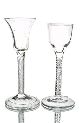 Lot 688 - Two airtwist wine glasses, circa 1750, one...