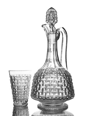Lot 708 - Stevens and Williams, a basket weave cut glass...
