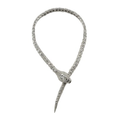 Lot 339 - Chanel, a rare colourless paste snake necklace/bracelet.