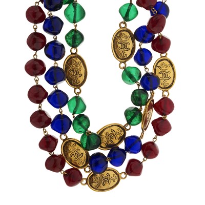 Lot 349 - Chanel, a vintage Gripoix multi-strand necklace.