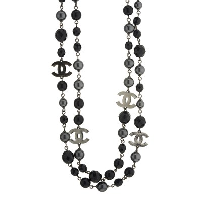 Lot 332 - Chanel, a long beaded CC necklace.