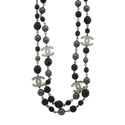 Lot 350 - Chanel, a long beaded CC necklace.