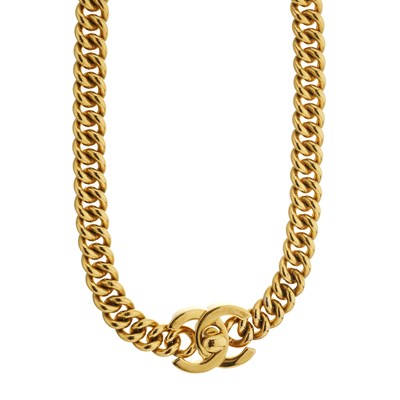 Lot 356 - Chanel, a gold-pated CC Turn-Lock chocker and bracelet.