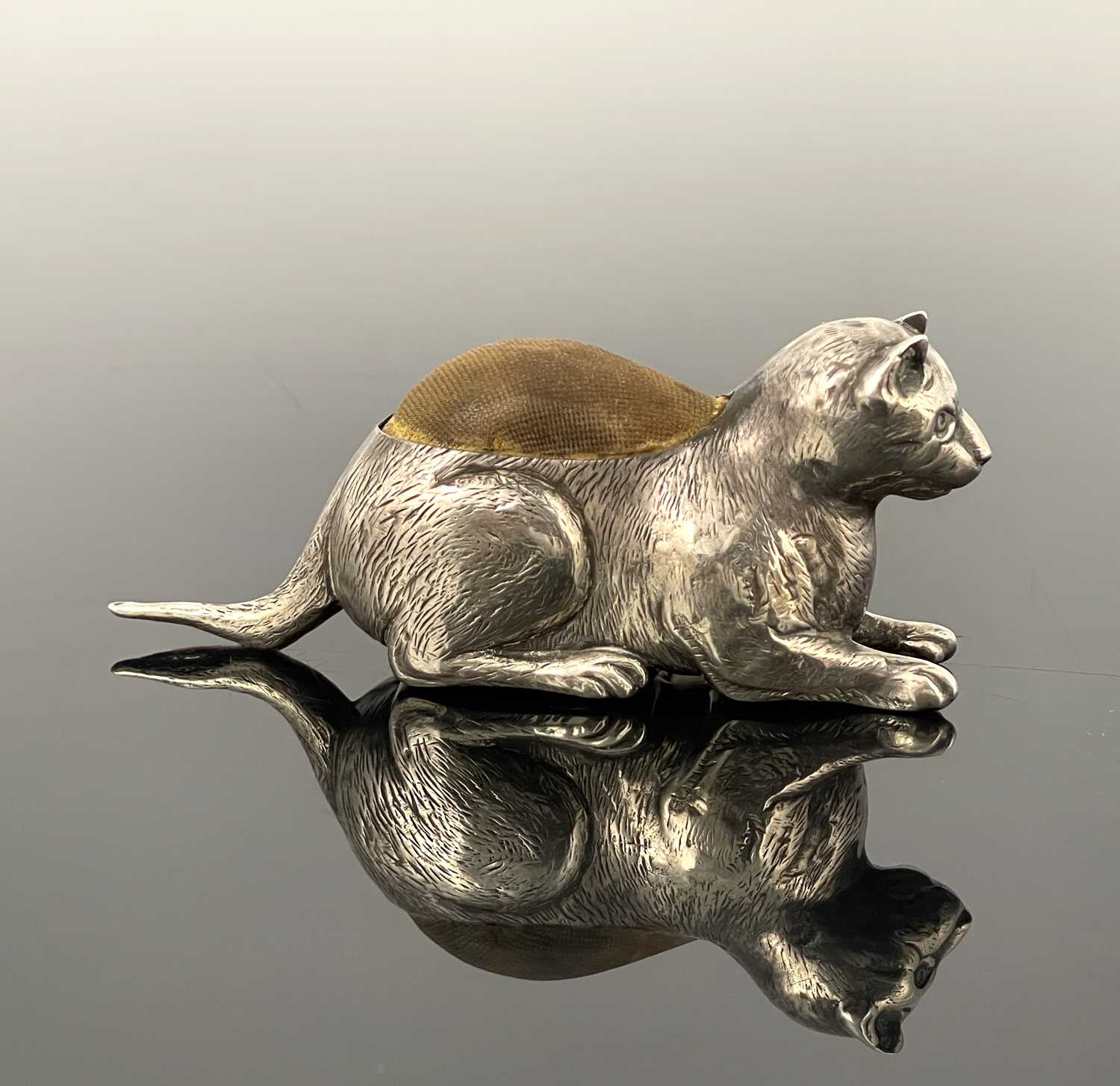Lot 53 - Edwardian silver novelty pin cushion, modelled...