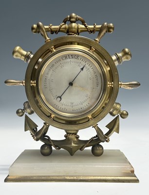 Lot 206 - Novelty nautical, brass, aneroid barometer and...