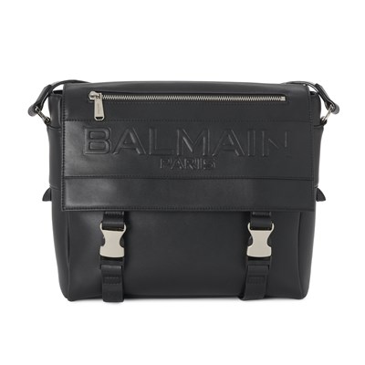 Lot 292 - Balmain, a black leather messenger bag.