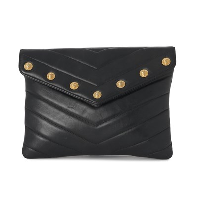 Lot 325 - Chanel, a Chevron CC Button Clutch.