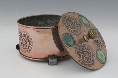 Lot 614 - An Arts and Crafts copper and Ruskin set box,...