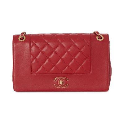 Lot 304 - Chanel, a red leather Mademoiselle Vintage Flap handbag.