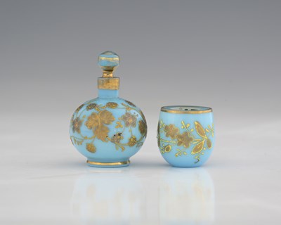 Lot 716 - A Bohemian opaline glass and enamelled scent...