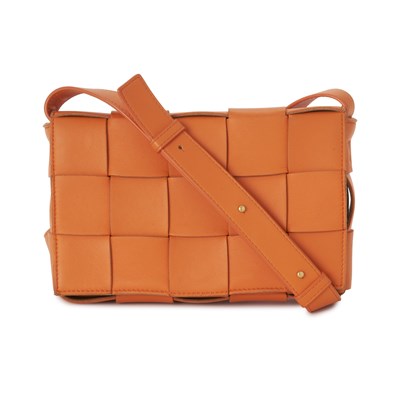 Lot 267 - Bottega Veneta, an orange Cassette crossbody handbag.