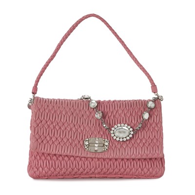 Lot 462 - Miu Miu, a large matelasse crystal leather handbag.