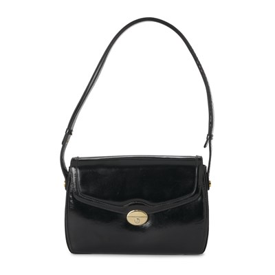 Lot 394 - Gucci, a vintage black patent leather handbag.