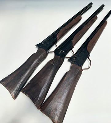 Lot 210 - Three wood and metal scratch built rifles, a...