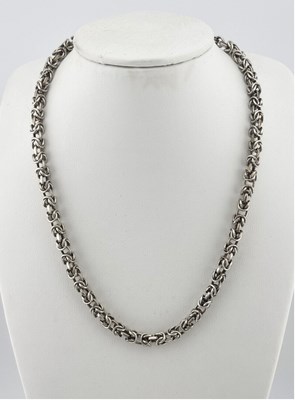 Lot 519 - A silver byzantine-link chain necklace