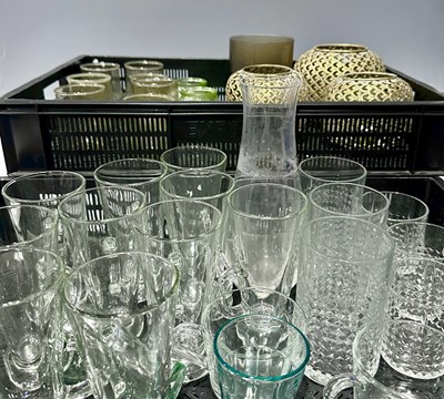Lot 64 - A collection of candle holders and glassware:...