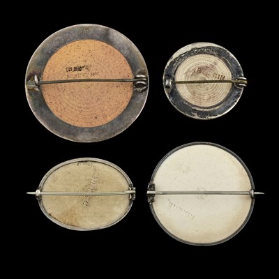 Lot 55 - Ruskin, four Arts and Crafts silver mounted...