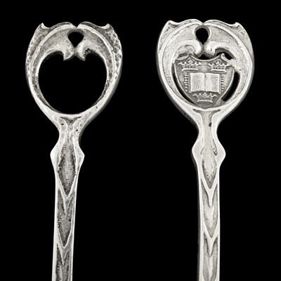 Lot 98 - A E Jones, two Arts and Crafts silver spoons,...