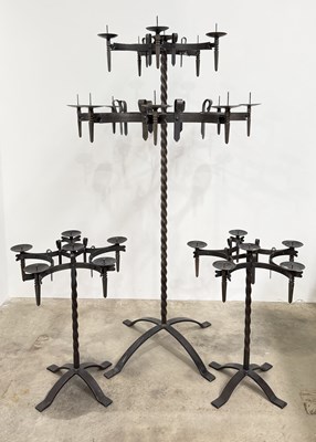 Lot 813 - A Neo-Gothic style large wrought iron,...