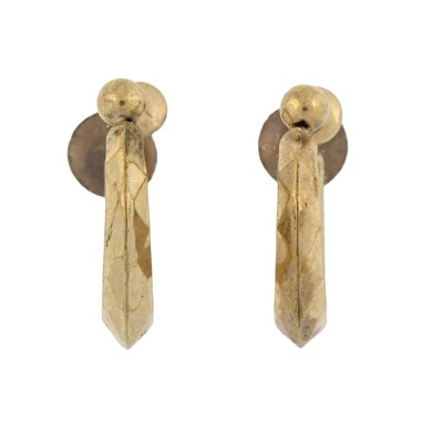 Lot 435 - A pair of faceted hoop earrings, with screw back fittings