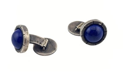 Lot 451 - Georg Jensen silver cufflinks with blue...