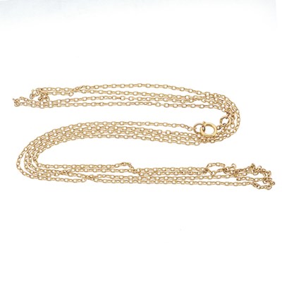 Lot 35 - An early 20th century 15ct gold belcher-link longuard chain necklace