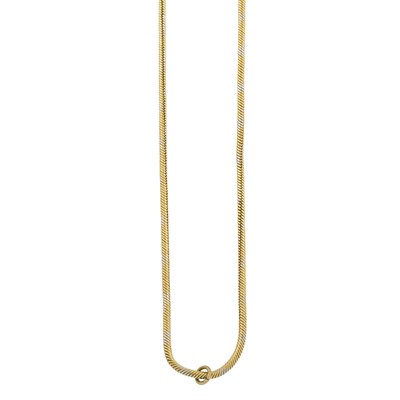 Lot 558 - A bicolour snake-link chain necklace