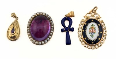 Lot 449 - Three pendants and a gem-set jewellery component