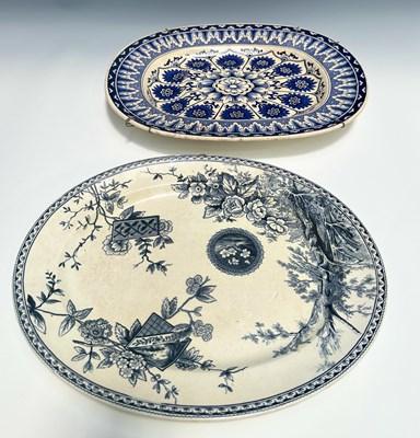 Lot 139 - Two Staffordshire blue and white meat plates...