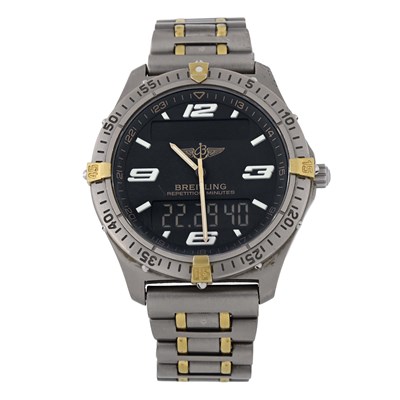 Lot 235 - Breitling, a bi-metal Professional Aerospace bracelet watch