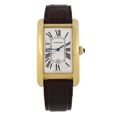 Lot 242 - Cartier, an 18ct gold Tank Américaine wrist watch