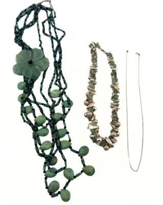 Lot 385 - Two gem-set necklaces and a curb-link chain necklace