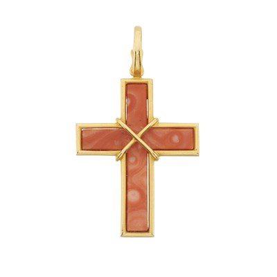 Lot 110 - A coral cross pendant