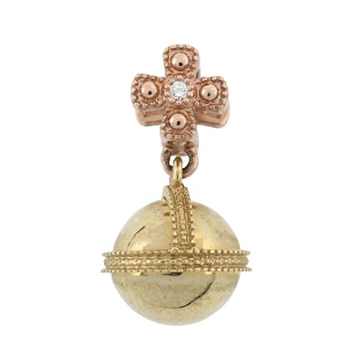 Lot 526 - Clogau, a bicolour 9ct gold diamond orb charm/pendant