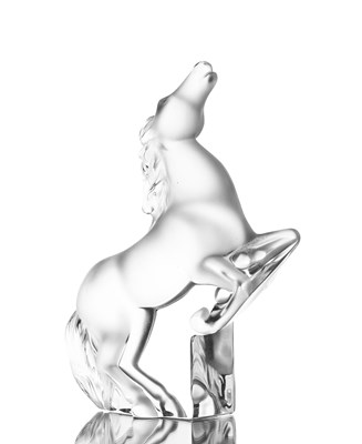 Lot 734 - 'Rearing Kazak' a modern Lalique clear and...