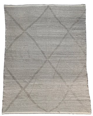 Lot 750 - A very large grey and white wool rug, chevron...