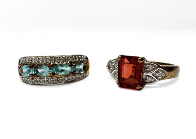 Lot 504 - Two 9ct gold gem and diamond rings