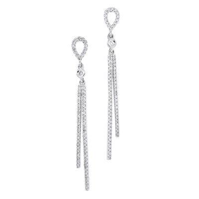 Lot 166 - A pair of 18ct gold brilliant-cut diamond drop earrings