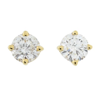 Lot 515 - A pair of brilliant-cut diamond single stone stud earrings