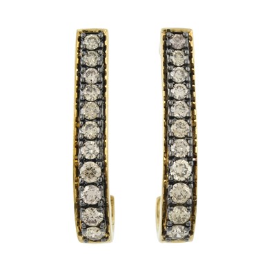 Lot 490 - A pair of 9ct gold brown brilliant-cut diamond half hoop earrings