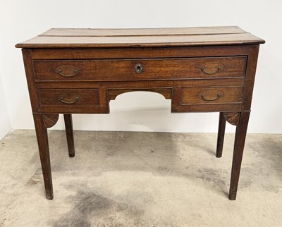 Lot 796 - A late 18th oak century low boy with drawers,...
