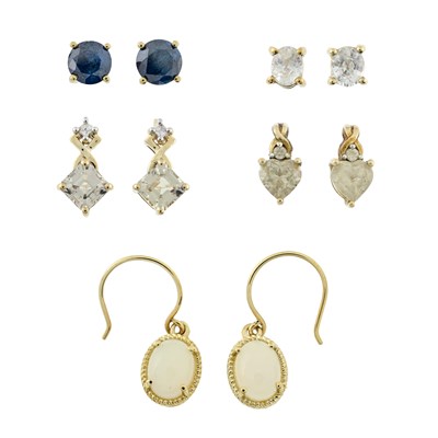Lot 517 - Five pairs of gem earrings
