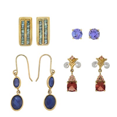 Lot 541 - Four pairs of gem earrings