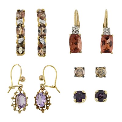 Lot 507 - Five pairs of gem earrings