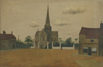 Lot 379 - British Naive School, 19th Century, a town...