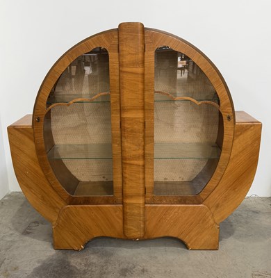 Lot 766 - A 1930's, Art Deco, walnut display cabinet,...