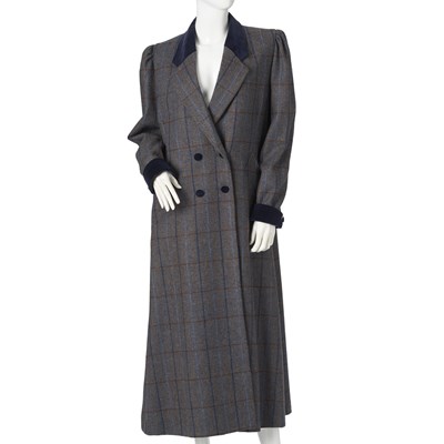 Lot 281 - Ally Capellino, a full-length grey plaid wool coat.