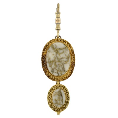 Lot 560 - A late Victorian gold hardstone drop pendant