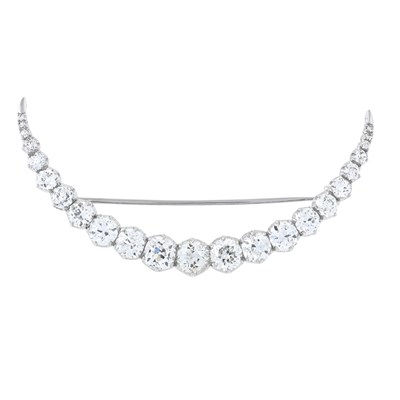 Lot 1 - An early 20th century old-cut and transitional old-cut diamond crescent brooch